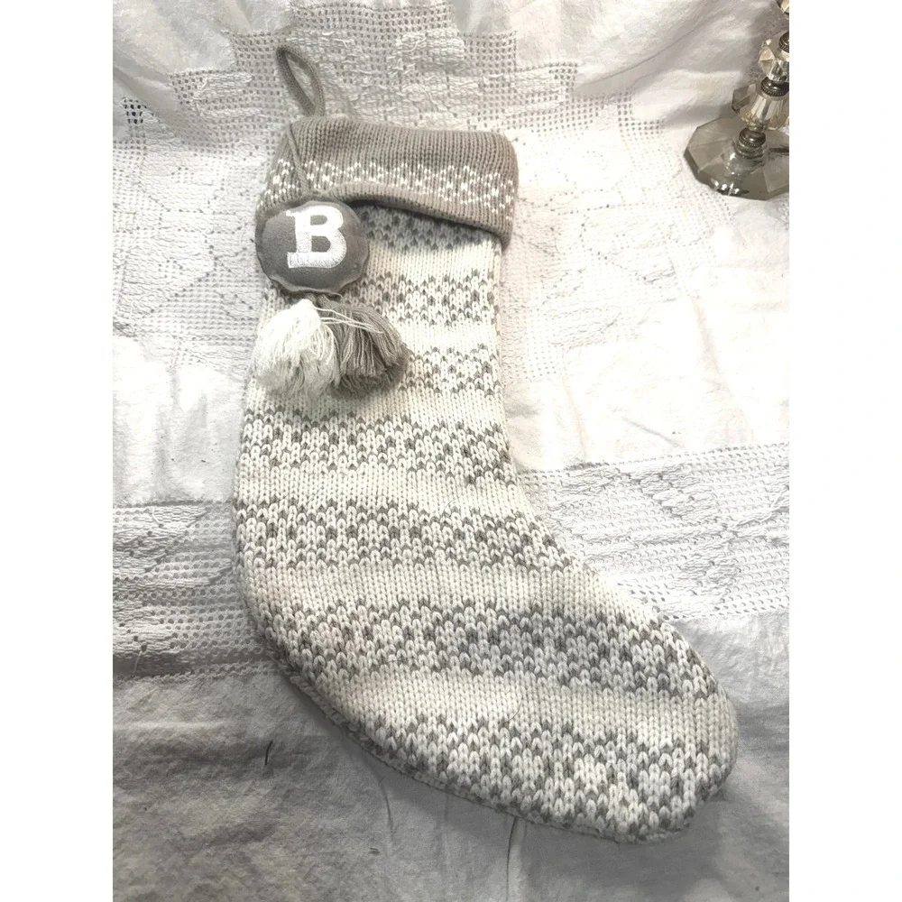Wondershop Target Christmas Stockings Knit Gray White B